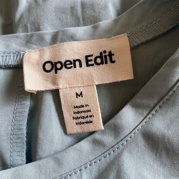 Open Edit Cold Shoulder Sea foam green poplin top Size Medium New - Picture 5 of 6